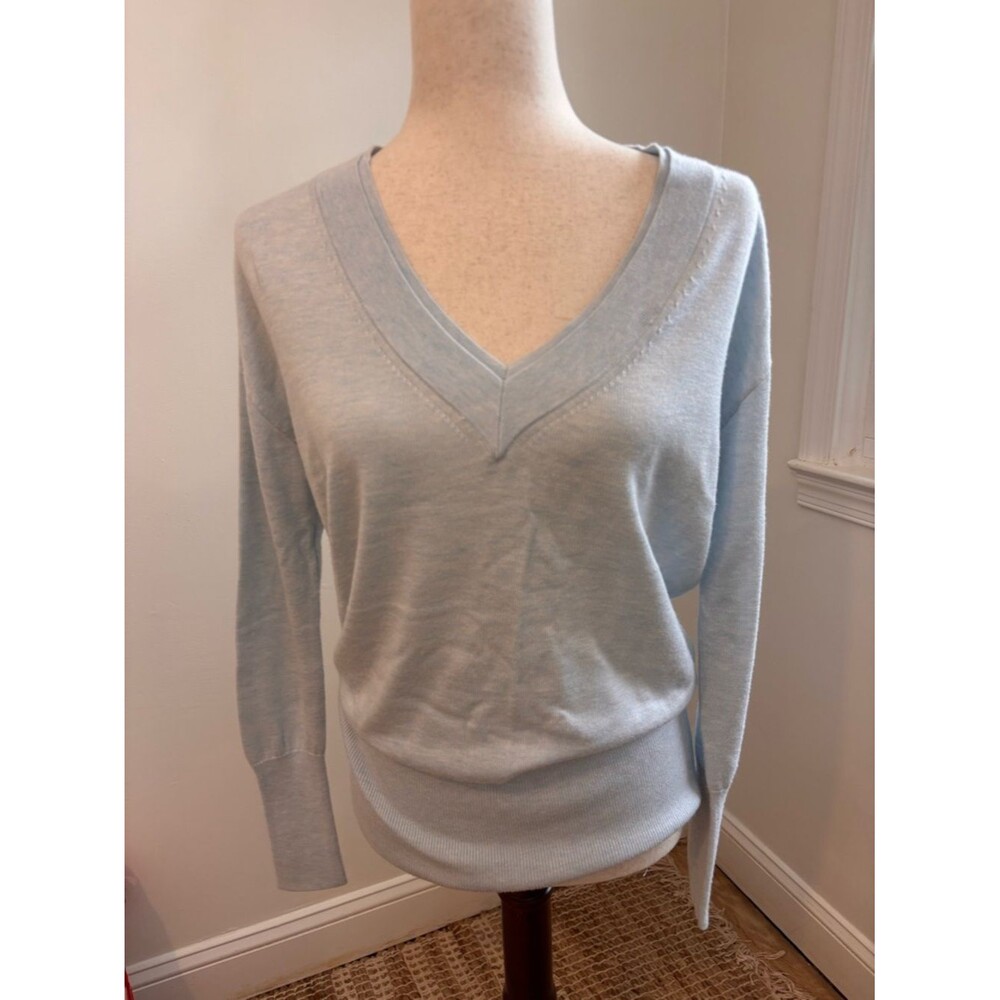 White House Black Market Oversized XS Pastel Light Blue Wool Blend Sweater